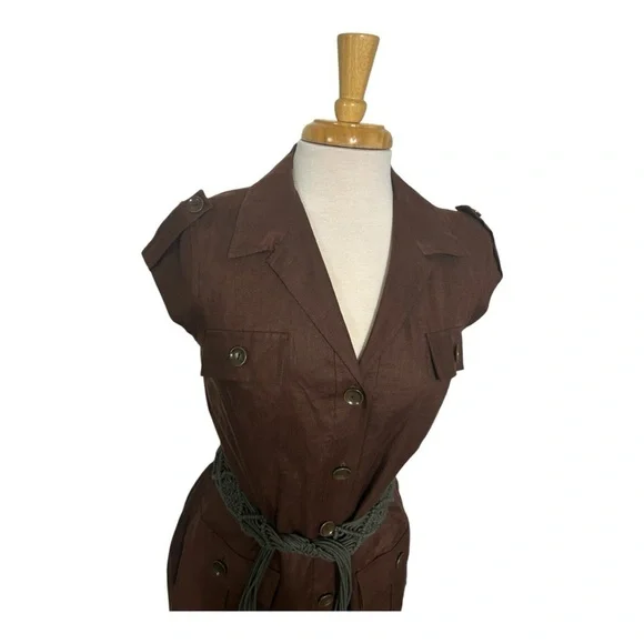 Maggie London, Safari utility dress. Brown Button-Down Dress - Picture 12 of 15